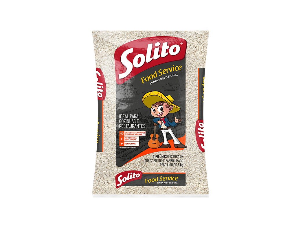 ARROZ TIPO ÚNICO FOOD SERVICE MISTURA POLIDO E PARBOLILIZADO SOLITO 5 KG (FDO 6 PCT)